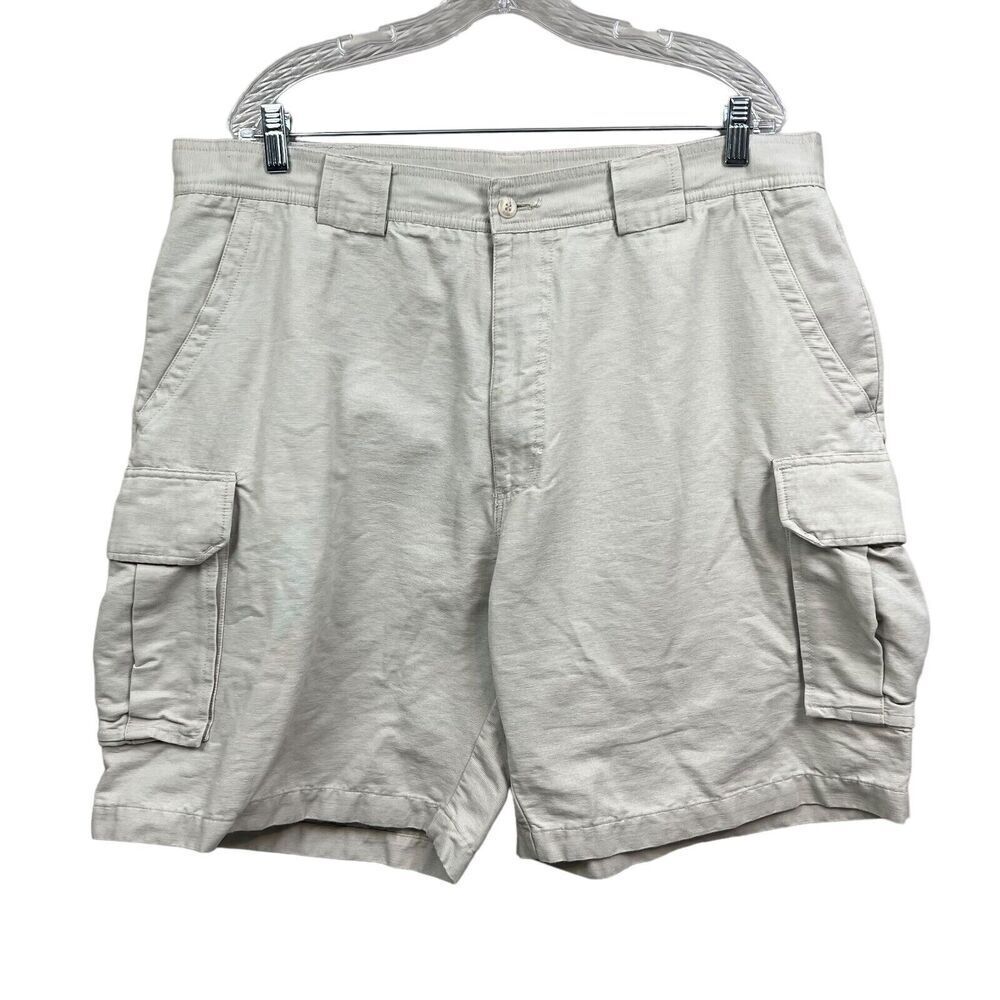 Bachrach Mens Cargo Shorts Flat Front Zip Fly Khaki Beige Size 40W*